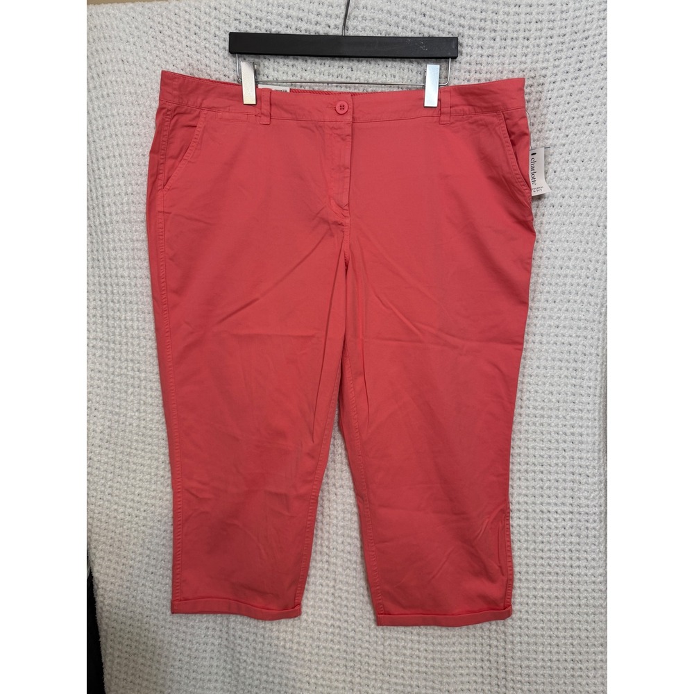 Crown Ivy Charlotte Curvy‎ Crop Pants Coral Essential Signature Size 22W